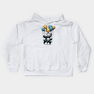 happy panda with baloons Kids Hoodie